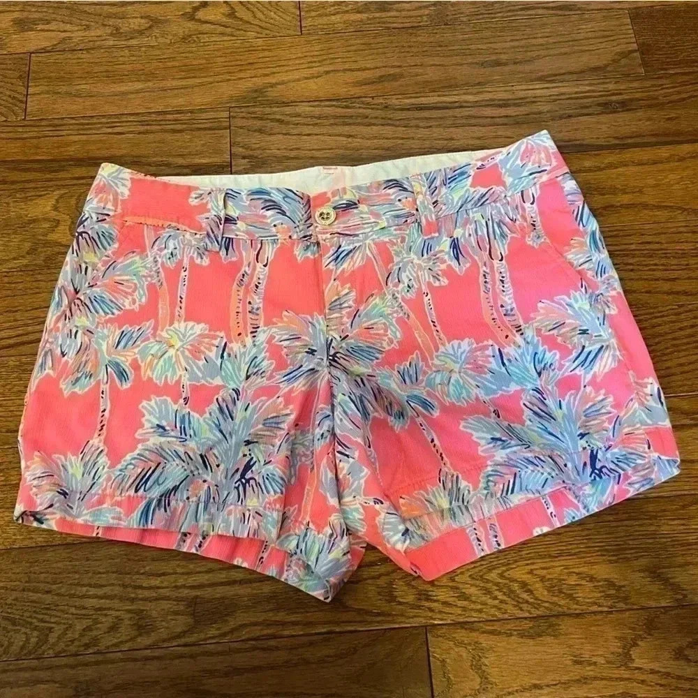 Lilly Pulitzer Callahan Shorts Pink Palm  trees Sz 10